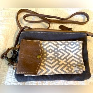 Myra Bag - NWOT - perfect shape.  Canvas/ leather - phone compartment on outside